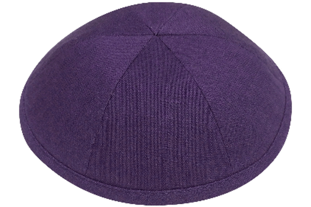 Purple Linen Kippah Jewish Skull Cap with Personalization and complimentary clips, Set of 12