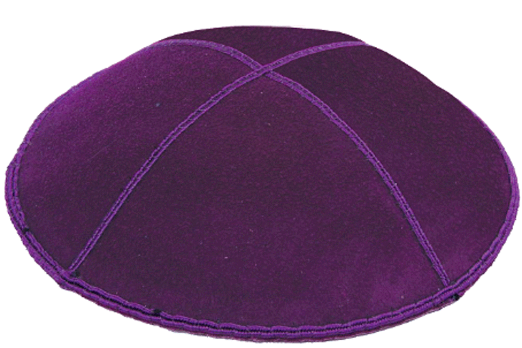 Purple Suede Kippah, Jewish Skull Cap, with Personalization, Set of 12