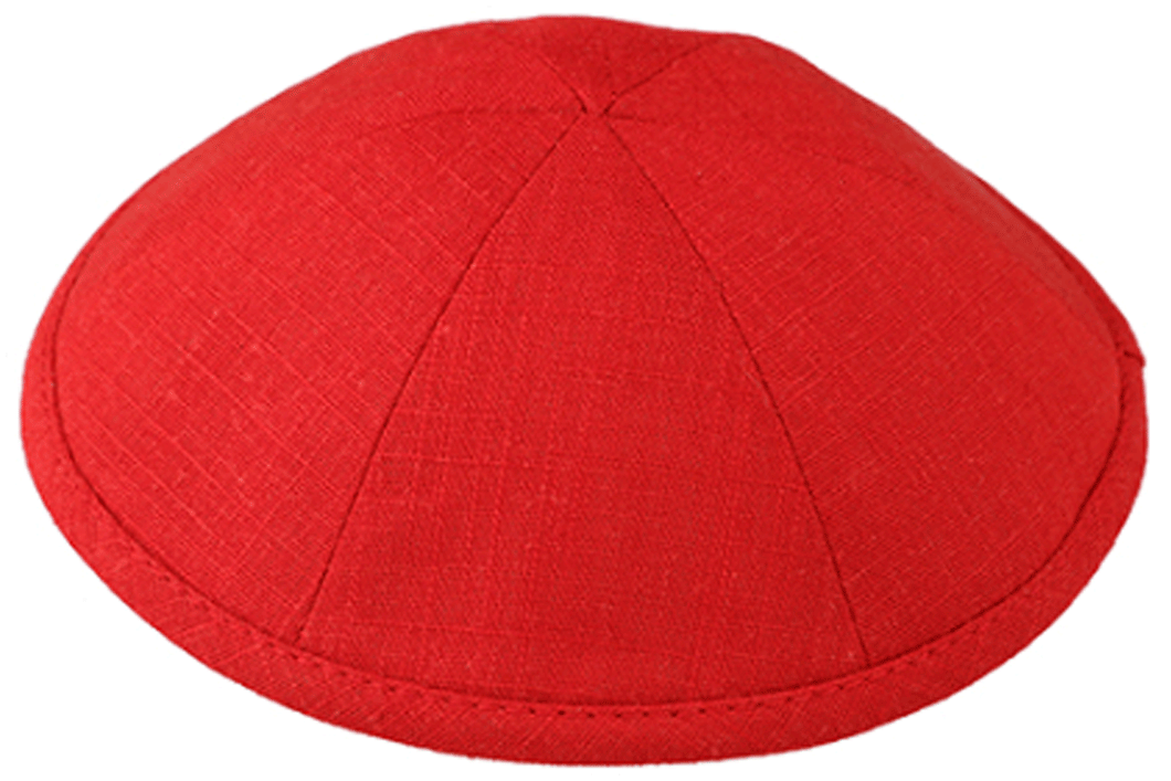 Red Linen Kippah Jewish Skull Cap with Personalization and complimentary clips, Set of 12