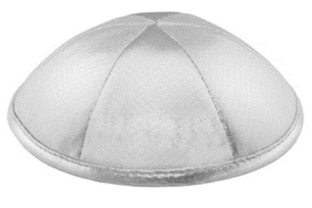 Silver Lamme Satin Kippah Skull Cap with Personalization and complimentary clips, Set of 12
