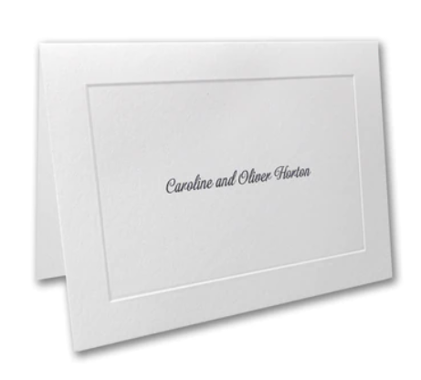 Raised Border White Informal Note Cards Personal Stationary and Thank You Card