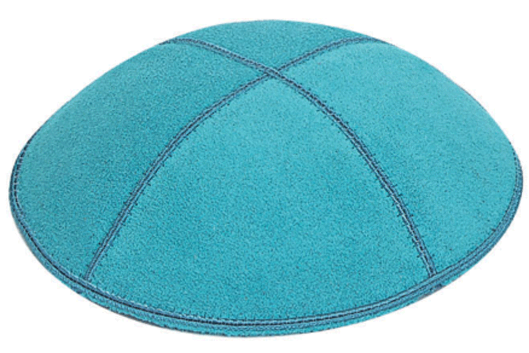 Turquoise Suede Kippah, Jewish Skull Cap, with Personalization, Set of 12