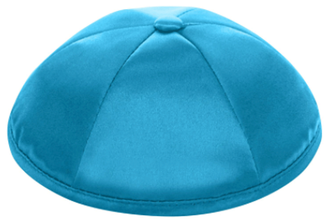 Turquoise Satin Kippah Skull Cap with Personalization and complimentary clips, Set of 12