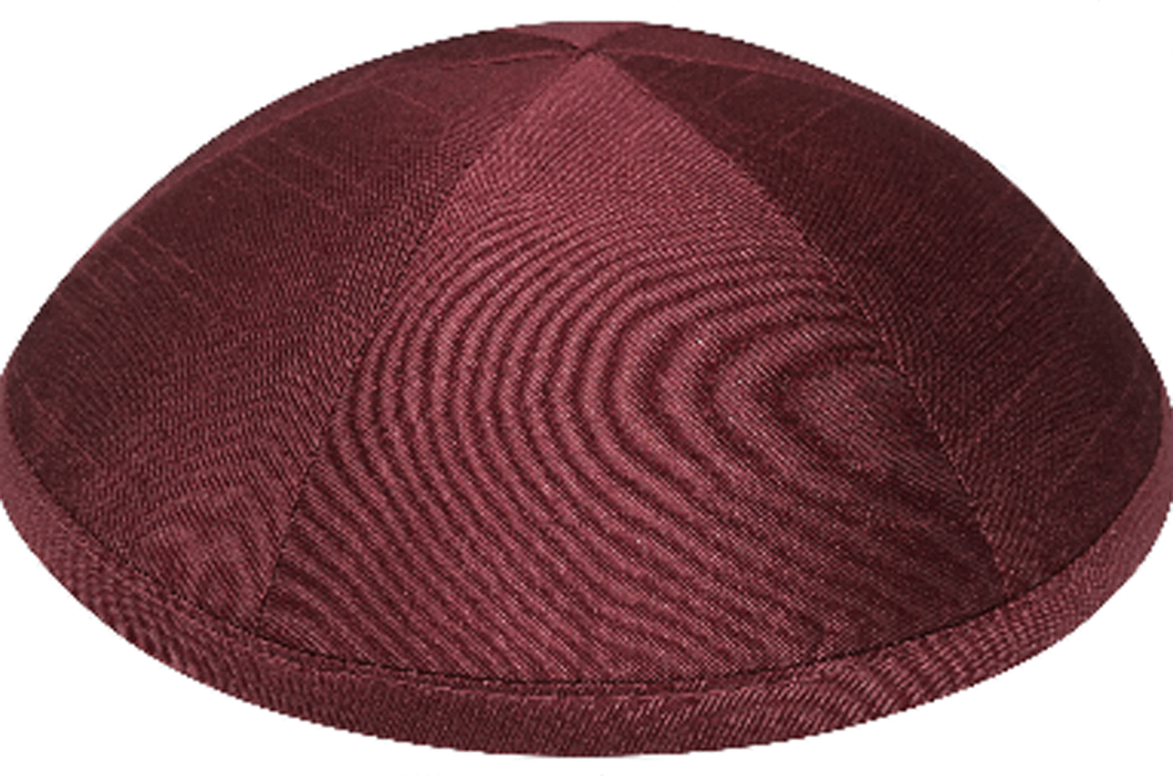 Burgundy Raw Silk Kippah Jewish Skull Cap with Personalization and complimentary clips, Set of 12