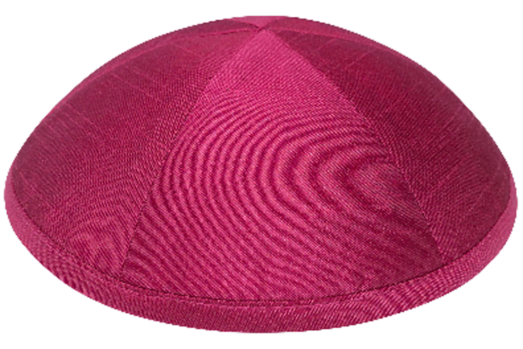 Fuchsia Raw Silk Kippah Jewish Skull Cap with Personalization and complimentary clips, Set of 12