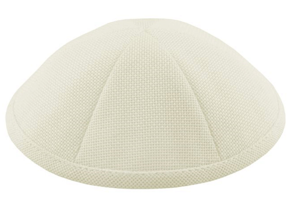 Ivory Burlap Kippah Skull Cap with Personalization and complimentary clips, Set of 12