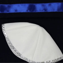 Load image into Gallery viewer, Solid Black with Blue and Silver Viscose Tallit Prayer Shawl with Kippa and Bag for Weddings, or Bar or Bat Mitzvah
