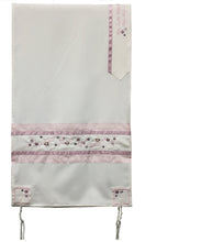 Load image into Gallery viewer, Pink Floral Viscose Tallit with Kippa and Bag
