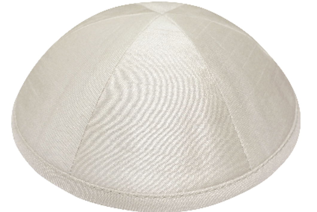 Ivory Raw Silk Kippah Jewish Skull Cap with Personalization and complimentary clips, Set of 12