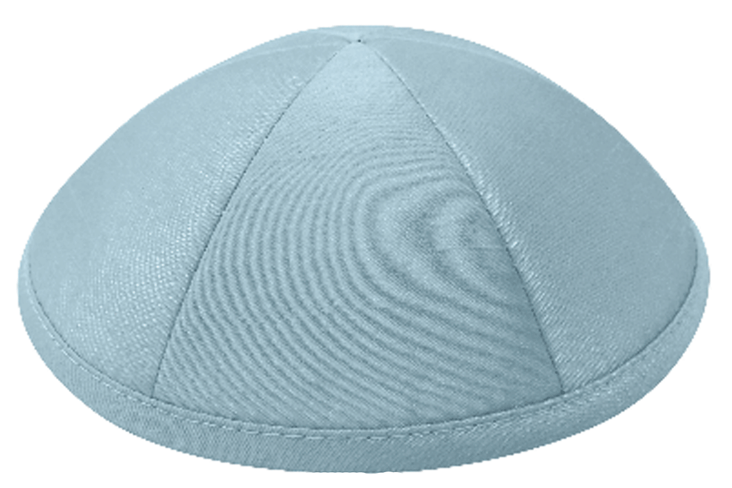 Light Blue Raw Silk Kippah Jewish Skull Cap with Personalization and complimentary clips, Set of 12
