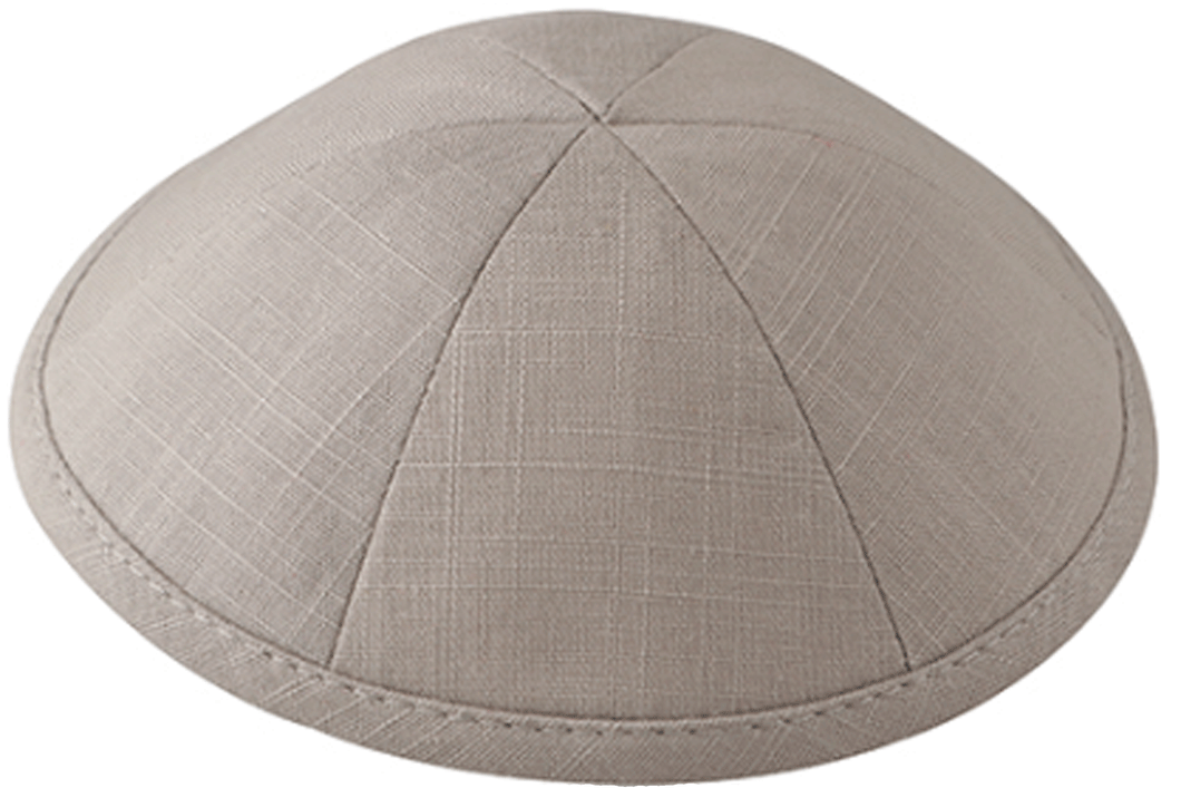 Light Gray Linen Kippah Jewish Skull Cap with Personalization and complimentary clips, Set of 12