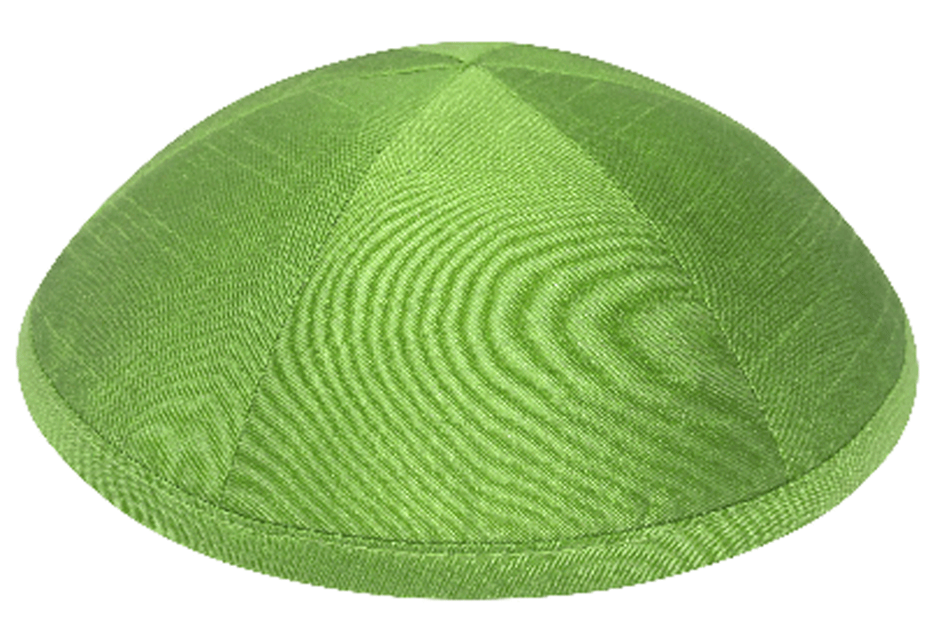 Lime Green Raw Silk Kippah Jewish Skull Cap with Personalization and complimentary clips, Set of 12