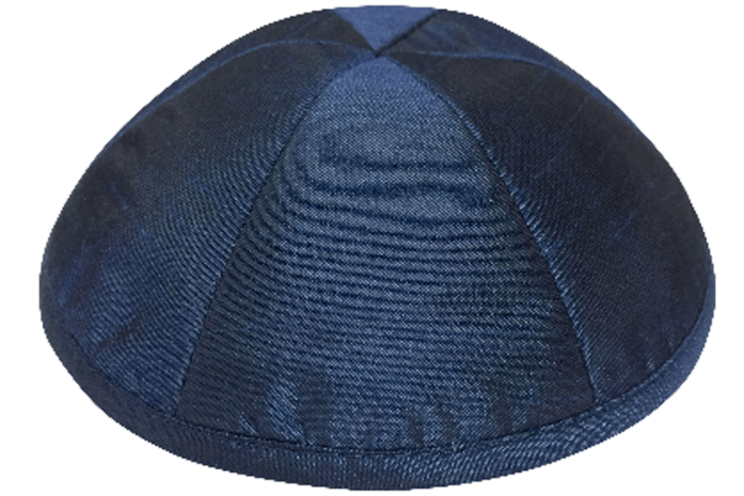 Navy Blue Raw Silk Kippah Jewish Skull Cap with Personalization and complimentary clips, Set of 12