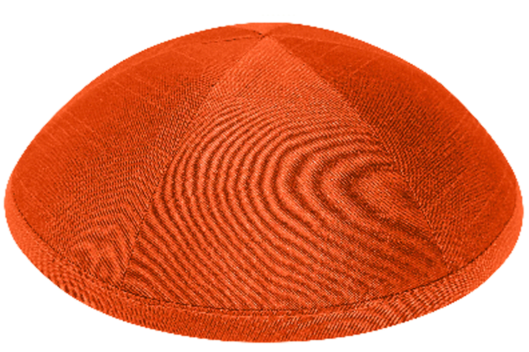 Orange Raw Silk Kippah Jewish Skull Cap with Personalization and complimentary clips, Set of 12
