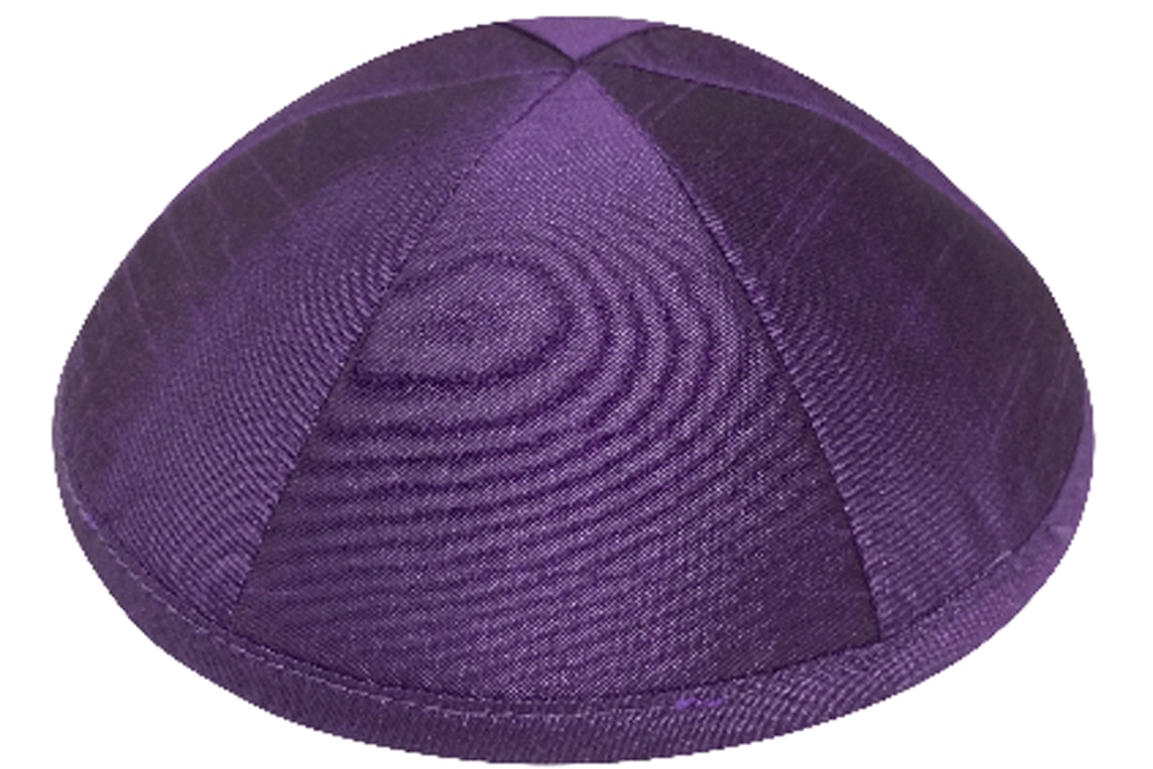 Purple Raw Silk Kippah Jewish Skull Cap with Personalization and complimentary clips, Set of 12
