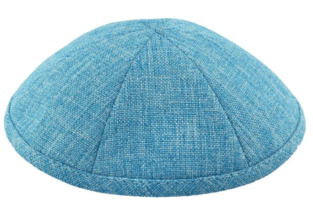 Turquoise Burlap Kippah Skull Cap with Personalization and complimentary clips, Set of 12