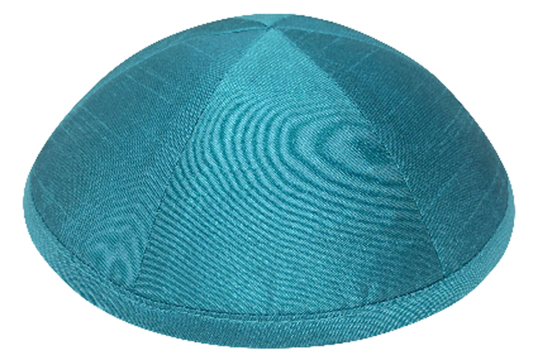 Turquoise Raw Silk Kippah Jewish Skull Cap with Personalization and complimentary clips, Set of 12